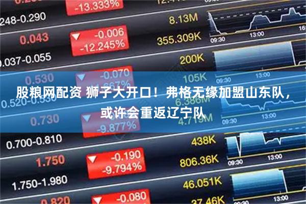 股粮网配资 狮子大开口！弗格无缘加盟山东队，或许会重返辽宁队